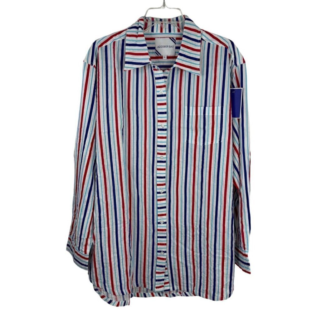 Addison Bay NEW Naples Striped Shirt Dress Cover Up Mini Button Up Multicolor XS